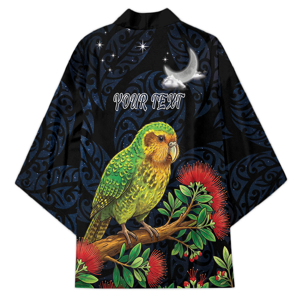 New Zealand Kakapo Matariki Personalised Kimono Pohutukawa Flower Galaxy Maori Pattern LT22 - Polynesian Pride