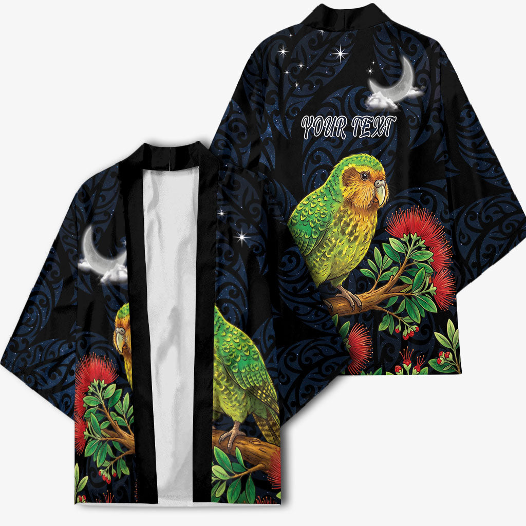 New Zealand Kakapo Matariki Personalised Kimono Pohutukawa Flower Galaxy Maori Pattern LT22 - Polynesian Pride