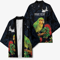 New Zealand Kakapo Matariki Personalised Kimono Pohutukawa Flower Galaxy Maori Pattern LT22 - Polynesian Pride