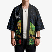 New Zealand Kakapo Matariki Personalised Kimono Pohutukawa Flower Galaxy Maori Pattern LT22 - Polynesian Pride