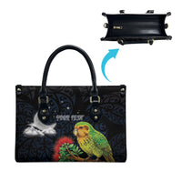 New Zealand Kakapo Matariki Personalised Leather Bag Pohutukawa Flower Galaxy Maori Pattern LT22 - Polynesian Pride