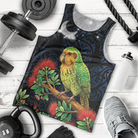 New Zealand Kakapo Matariki Personalised Men Tank Top Pohutukawa Flower Galaxy Maori Pattern LT22 - Polynesian Pride