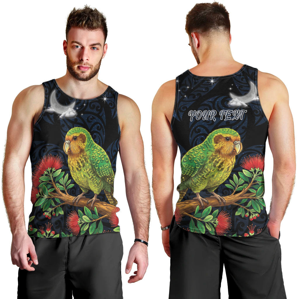 New Zealand Kakapo Matariki Personalised Men Tank Top Pohutukawa Flower Galaxy Maori Pattern LT22 - Polynesian Pride