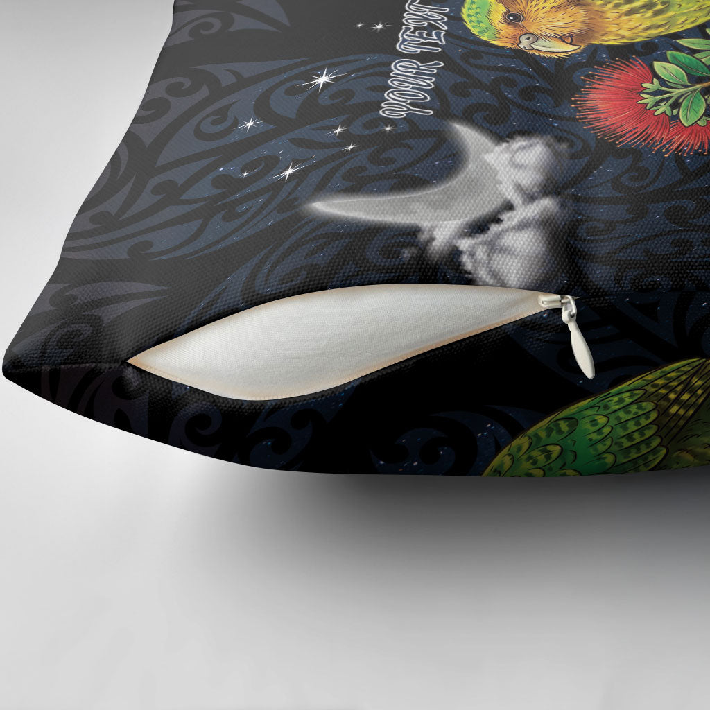 New Zealand Kakapo Matariki Personalised Pillow Cover Pohutukawa Flower Galaxy Maori Pattern LT22 - Polynesian Pride