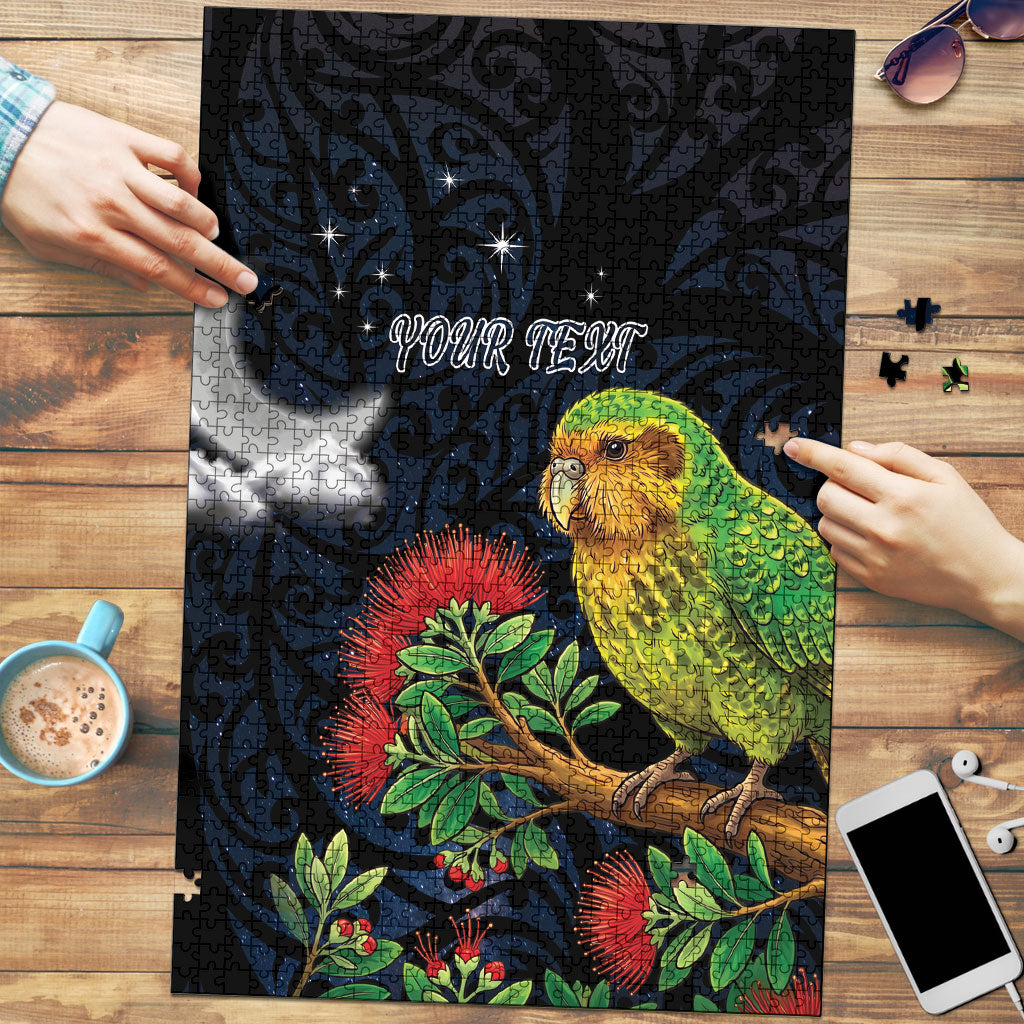 New Zealand Kakapo Matariki Personalised Puzzle Pohutukawa Flower Galaxy Maori Pattern