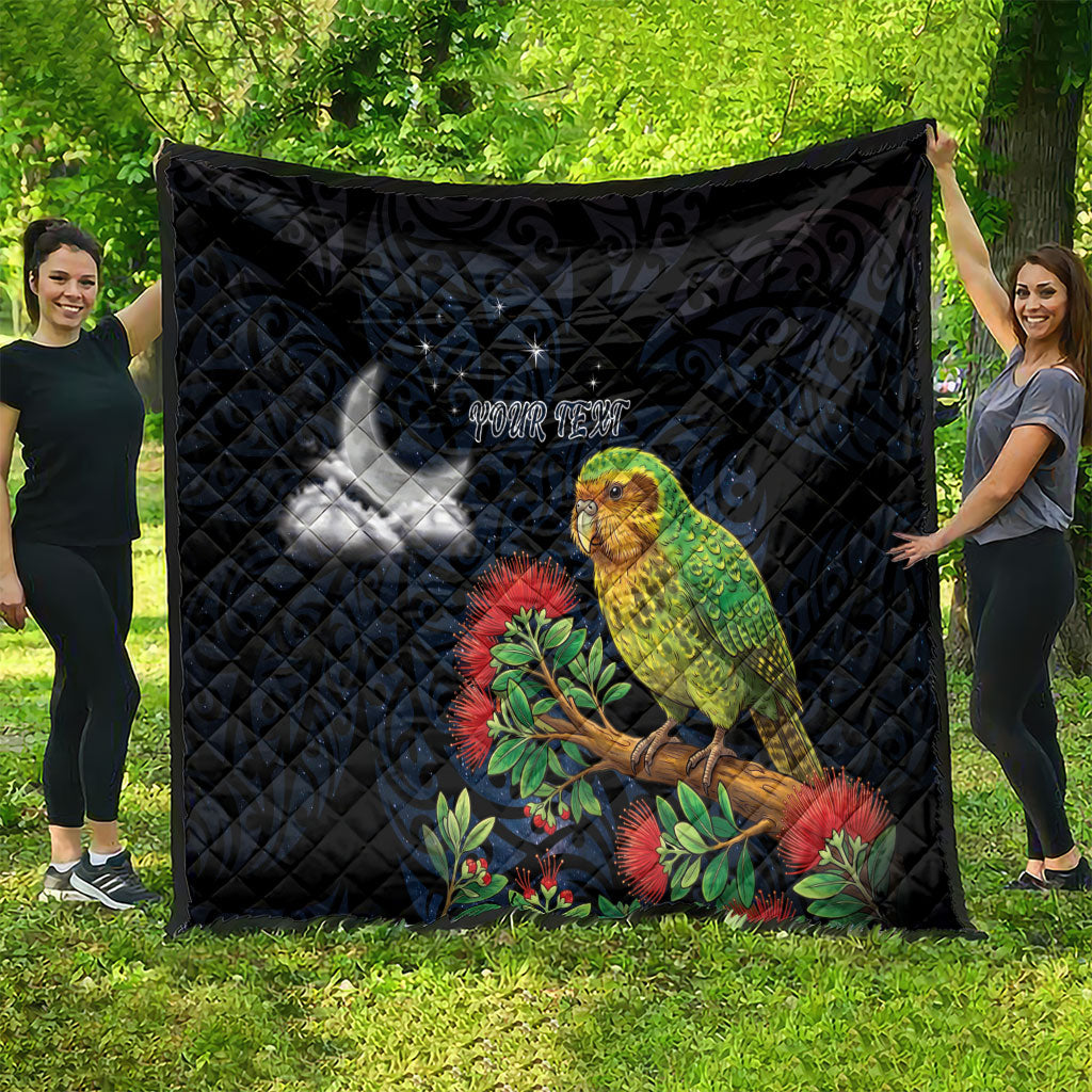 New Zealand Kakapo Matariki Personalised Quilt Pohutukawa Flower Galaxy Maori Pattern LT22 - Polynesian Pride