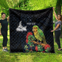 New Zealand Kakapo Matariki Personalised Quilt Pohutukawa Flower Galaxy Maori Pattern LT22 - Polynesian Pride