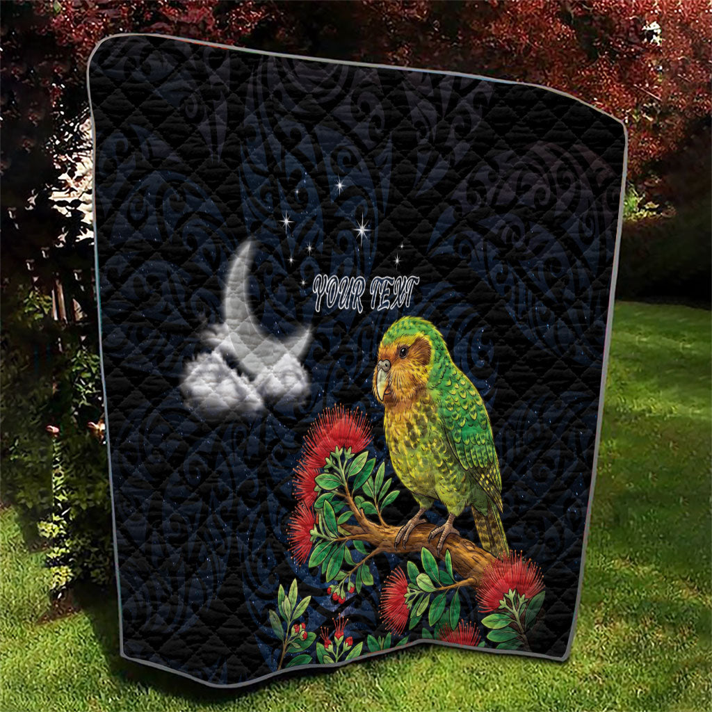 New Zealand Kakapo Matariki Personalised Quilt Pohutukawa Flower Galaxy Maori Pattern LT22 - Polynesian Pride