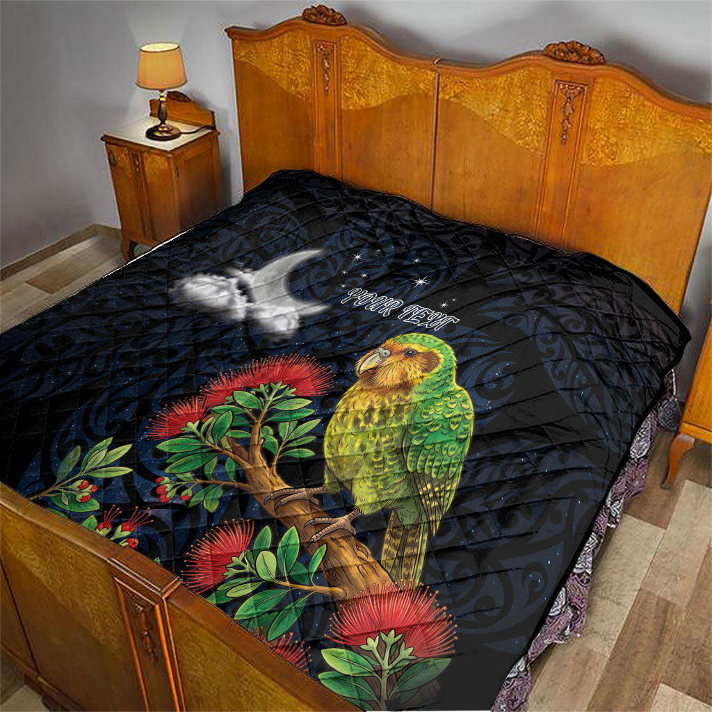 New Zealand Kakapo Matariki Personalised Quilt Pohutukawa Flower Galaxy Maori Pattern LT22 - Polynesian Pride