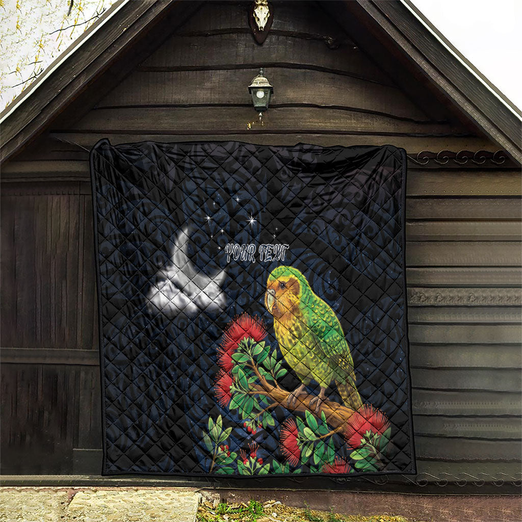 New Zealand Kakapo Matariki Personalised Quilt Pohutukawa Flower Galaxy Maori Pattern LT22 - Polynesian Pride