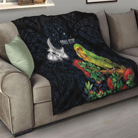 New Zealand Kakapo Matariki Personalised Quilt Pohutukawa Flower Galaxy Maori Pattern LT22 - Polynesian Pride
