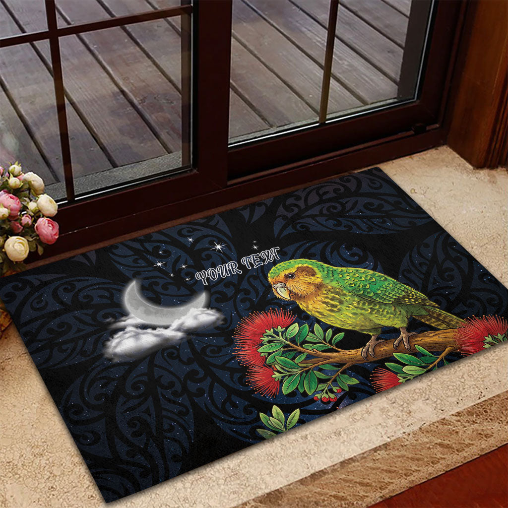 New Zealand Kakapo Matariki Personalised Rubber Doormat Pohutukawa Flower Galaxy Maori Pattern LT22 - Polynesian Pride