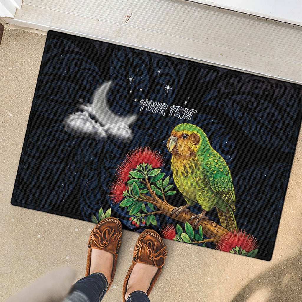 New Zealand Kakapo Matariki Personalised Rubber Doormat Pohutukawa Flower Galaxy Maori Pattern LT22 - Polynesian Pride