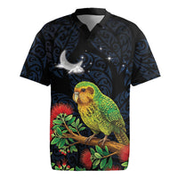 New Zealand Kakapo Matariki Personalised Rugby Jersey Pohutukawa Flower Galaxy Maori Pattern LT22 Black - Polynesian Pride