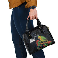 New Zealand Kakapo Matariki Personalised Shoulder Handbag Pohutukawa Flower Galaxy Maori Pattern LT22 - Polynesian Pride