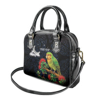 New Zealand Kakapo Matariki Personalised Shoulder Handbag Pohutukawa Flower Galaxy Maori Pattern LT22 - Polynesian Pride