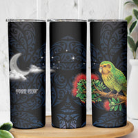 New Zealand Kakapo Matariki Personalised Skinny Tumbler Pohutukawa Flower Galaxy Maori Pattern