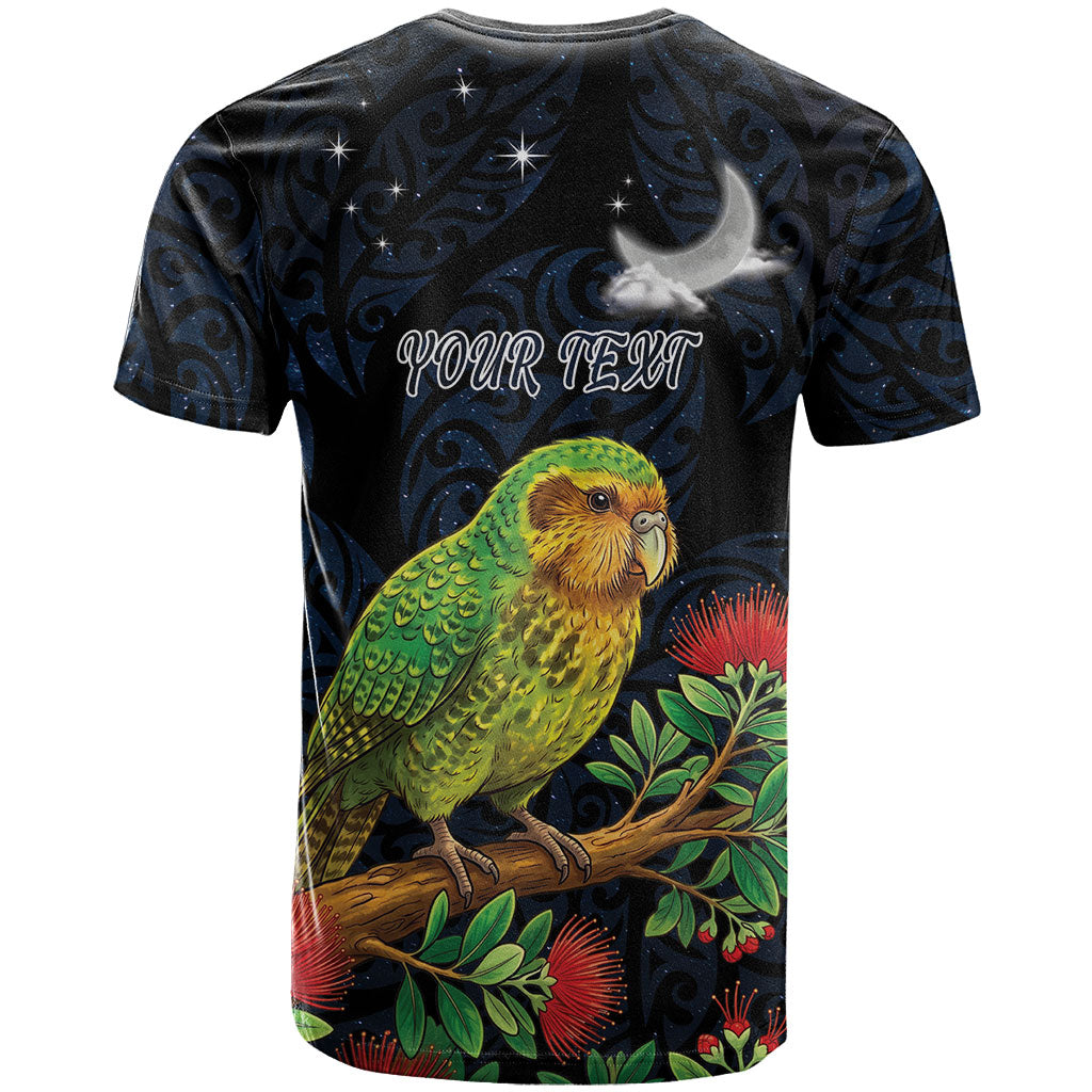 New Zealand Kakapo Matariki Personalised T Shirt Pohutukawa Flower Galaxy Maori Pattern LT22 - Polynesian Pride