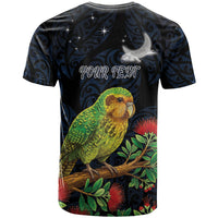 New Zealand Kakapo Matariki Personalised T Shirt Pohutukawa Flower Galaxy Maori Pattern LT22 - Polynesian Pride