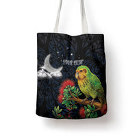 New Zealand Kakapo Matariki Personalised Tote Bag Pohutukawa Flower Galaxy Maori Pattern LT22 - Polynesian Pride