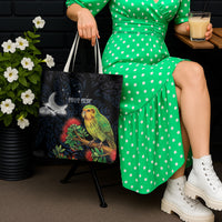 New Zealand Kakapo Matariki Personalised Tote Bag Pohutukawa Flower Galaxy Maori Pattern LT22 - Polynesian Pride