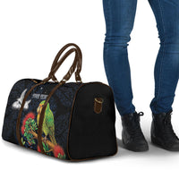 New Zealand Kakapo Matariki Personalised Travel Bag Pohutukawa Flower Galaxy Maori Pattern