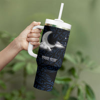 New Zealand Kakapo Matariki Personalised Tumbler With Handle Pohutukawa Flower Galaxy Maori Pattern LT22 - Polynesian Pride