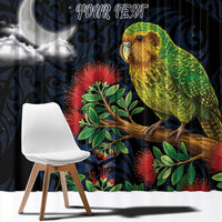 New Zealand Kakapo Matariki Personalised Window Curtain Pohutukawa Flower Galaxy Maori Pattern LT22 - Polynesian Pride