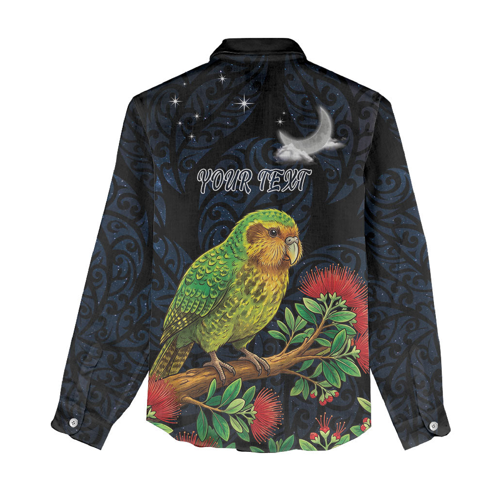 New Zealand Kakapo Matariki Personalised Women Casual Shirt Pohutukawa Flower Galaxy Maori Pattern