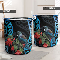 Tui Bird Kakabeak New Zealand Laundry Basket Clianthus Galaxy Maori Koru Pattern LT22 - Polynesian Pride