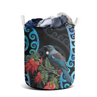 Tui Bird Kakabeak New Zealand Laundry Basket Clianthus Galaxy Maori Koru Pattern LT22 - Polynesian Pride