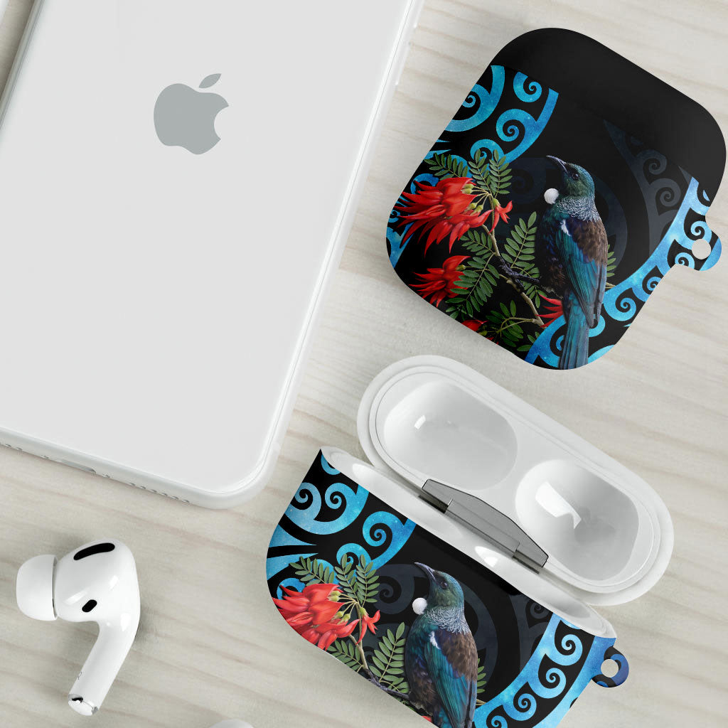 Tui Bird Kakabeak New Zealand AirPods Case Clianthus Galaxy Maori Koru Pattern LT22 - Polynesian Pride