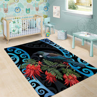 Tui Bird Kakabeak New Zealand Area Rug Clianthus Galaxy Maori Koru Pattern LT22 - Polynesian Pride