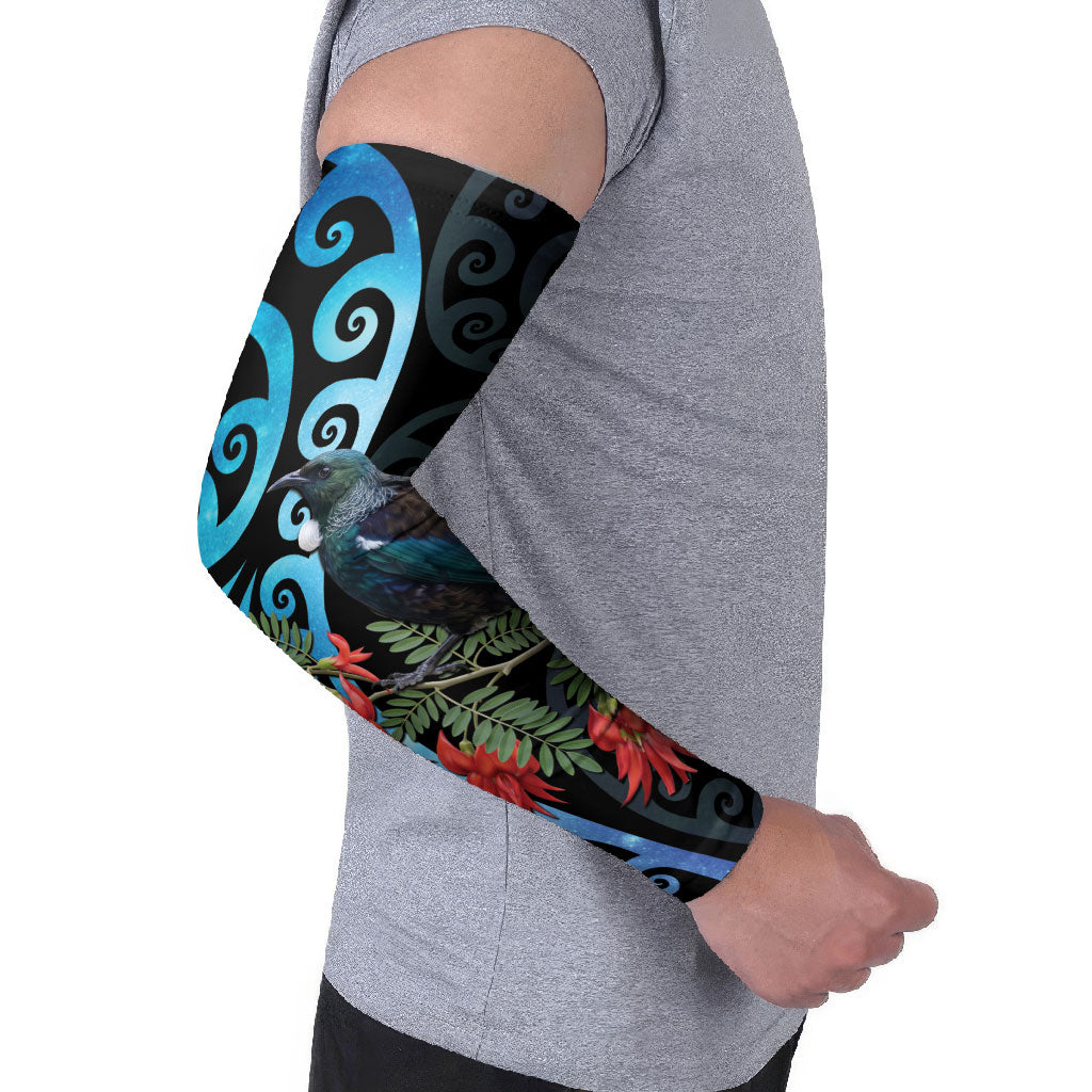 Tui Bird Kakabeak New Zealand Arm Sleeves Clianthus Galaxy Maori Koru Pattern LT22 - Polynesian Pride