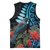 Tui Bird Kakabeak New Zealand Basketball Jersey Clianthus Galaxy Maori Koru Pattern LT22 - Polynesian Pride