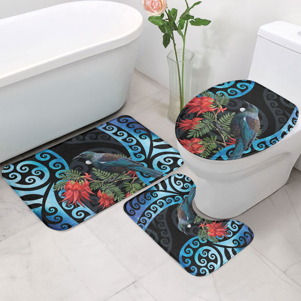 Tui Bird Kakabeak New Zealand Bathroom Set Clianthus Galaxy Maori Koru Pattern LT22 - Polynesian Pride
