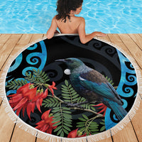 Tui Bird Kakabeak New Zealand Beach Blanket Clianthus Galaxy Maori Koru Pattern LT22 - Polynesian Pride