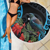 Tui Bird Kakabeak New Zealand Beach Blanket Clianthus Galaxy Maori Koru Pattern LT22 - Polynesian Pride