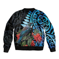 Tui Bird Kakabeak New Zealand Bomber Jacket Clianthus Galaxy Maori Koru Pattern LT22 - Polynesian Pride