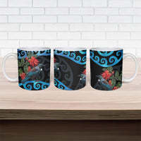 Tui Bird Kakabeak New Zealand Ceramic Mug Clianthus Galaxy Maori Koru Pattern