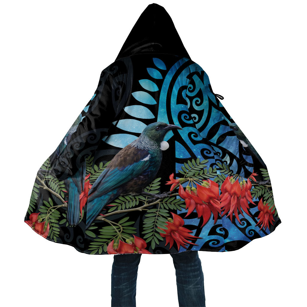 Tui Bird Kakabeak New Zealand Cloak Clianthus Galaxy Maori Koru Pattern LT22 Unisex Blue - Polynesian Pride