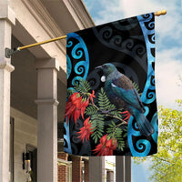 Tui Bird Kakabeak New Zealand Garden Flag Clianthus Galaxy Maori Koru Pattern LT22 House Flag Blue - Polynesian Pride