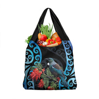 Tui Bird Kakabeak New Zealand Grocery Bag Clianthus Galaxy Maori Koru Pattern LT22 1-pack One Size Blue - Polynesian Pride