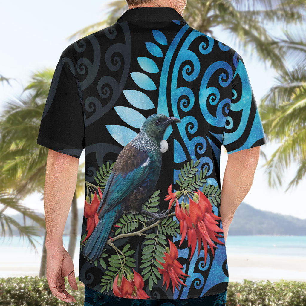 Tui Bird Kakabeak New Zealand Hawaiian Shirt Clianthus Galaxy Maori Koru Pattern LT22 - Polynesian Pride