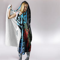 Tui Bird Kakabeak New Zealand Hooded Blanket Clianthus Galaxy Maori Koru Pattern