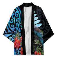 Tui Bird Kakabeak New Zealand Kimono Clianthus Galaxy Maori Koru Pattern LT22 Unisex Blue - Polynesian Pride