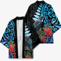 Tui Bird Kakabeak New Zealand Kimono Clianthus Galaxy Maori Koru Pattern LT22 - Polynesian Pride