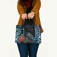 Tui Bird Kakabeak New Zealand Leather Bag Clianthus Galaxy Maori Koru Pattern