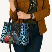 Tui Bird Kakabeak New Zealand Leather Bag Clianthus Galaxy Maori Koru Pattern