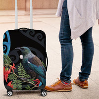 Tui Bird Kakabeak New Zealand Luggage Cover Clianthus Galaxy Maori Koru Pattern LT22 Blue - Polynesian Pride